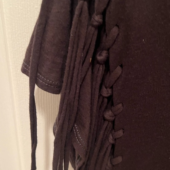Free People Black fringe Luna Shirt sz XS - Picture 3 of 5